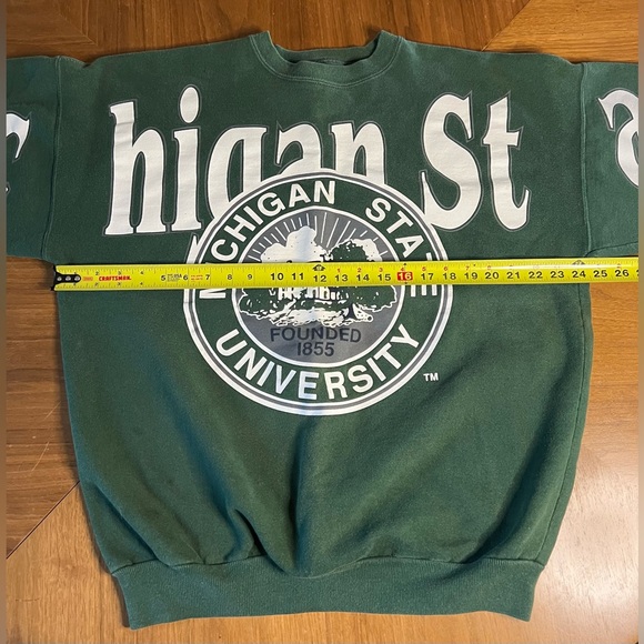 RARE Vintage Michigan State University Crest Spellout Crewneck - Picture 7 of 8